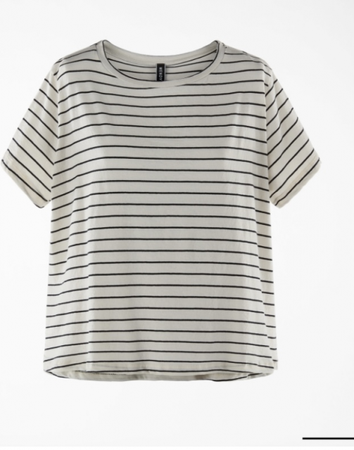 T-shirt panna a righe 