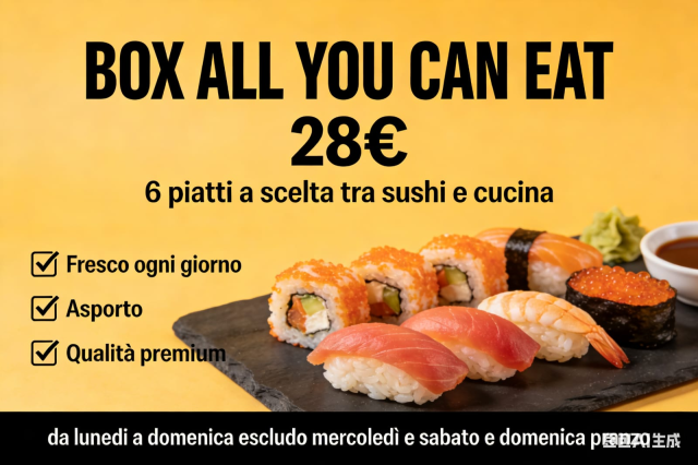 Promo Take Away: Box All You Can Eat Sushi e Cucina con 6 Pi...