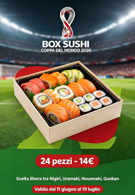 Promo Coppa del Mondo: Box Sushi 24 pezzi a scelta, a soli 1...
